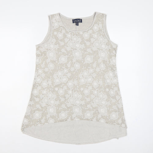 Saloos Women Ivory Floral Lace Sleeveless Tank Top UK 12