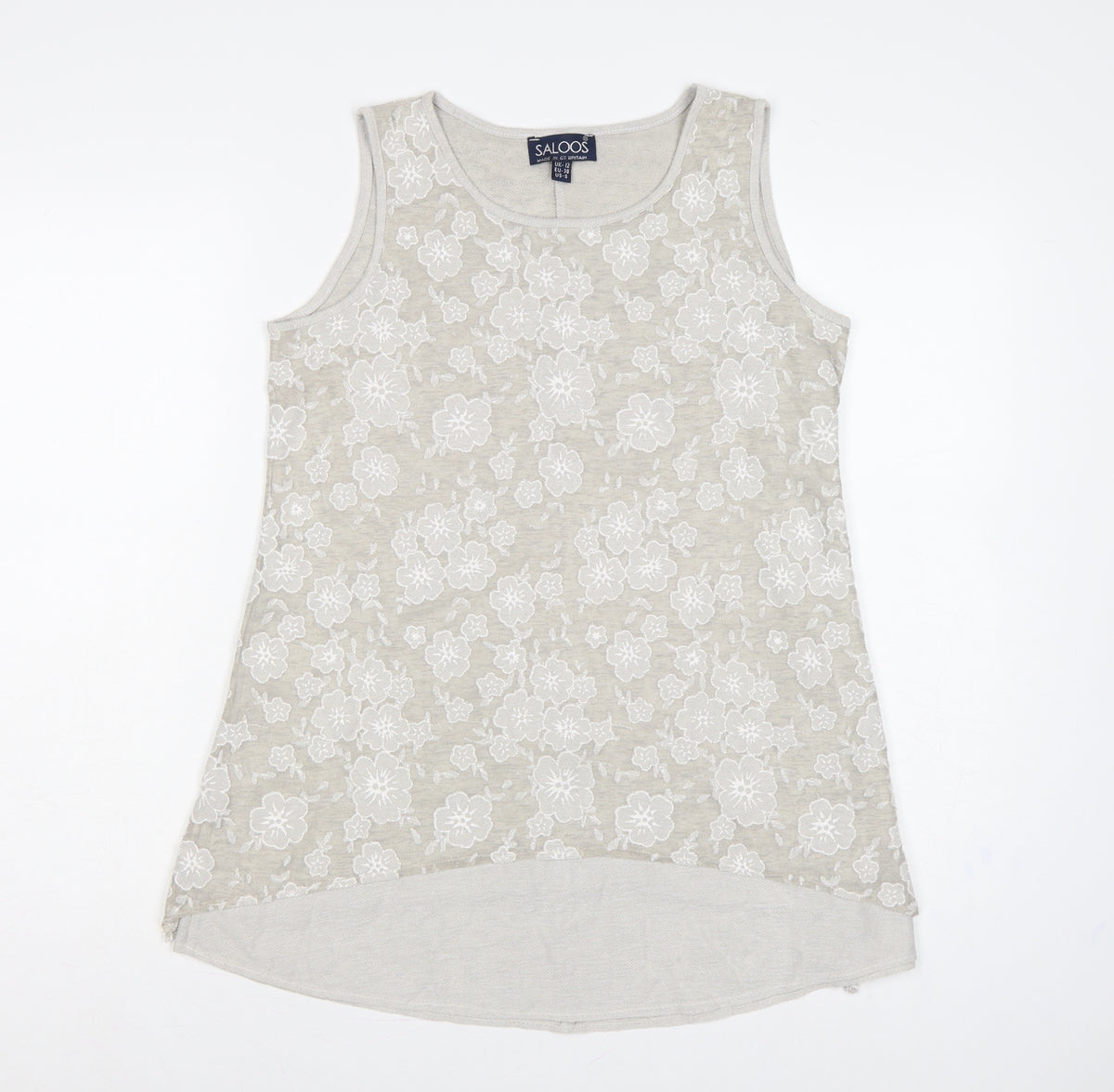 Saloos Women Ivory Floral Lace Sleeveless Tank Top UK 12