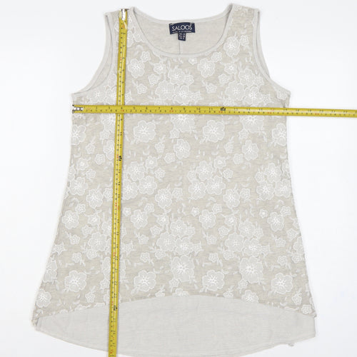 Saloos Women Ivory Floral Lace Sleeveless Tank Top UK 12