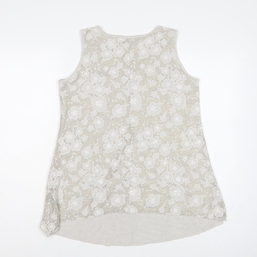 Saloos Women Ivory Floral Lace Sleeveless Tank Top UK 12