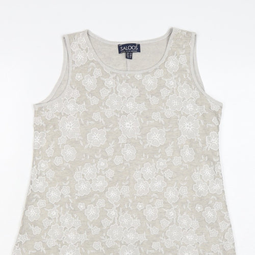 Saloos Women Ivory Floral Lace Sleeveless Tank Top UK 12