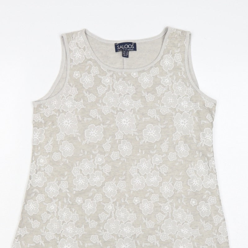 Saloos Women Ivory Floral Lace Sleeveless Tank Top UK 12