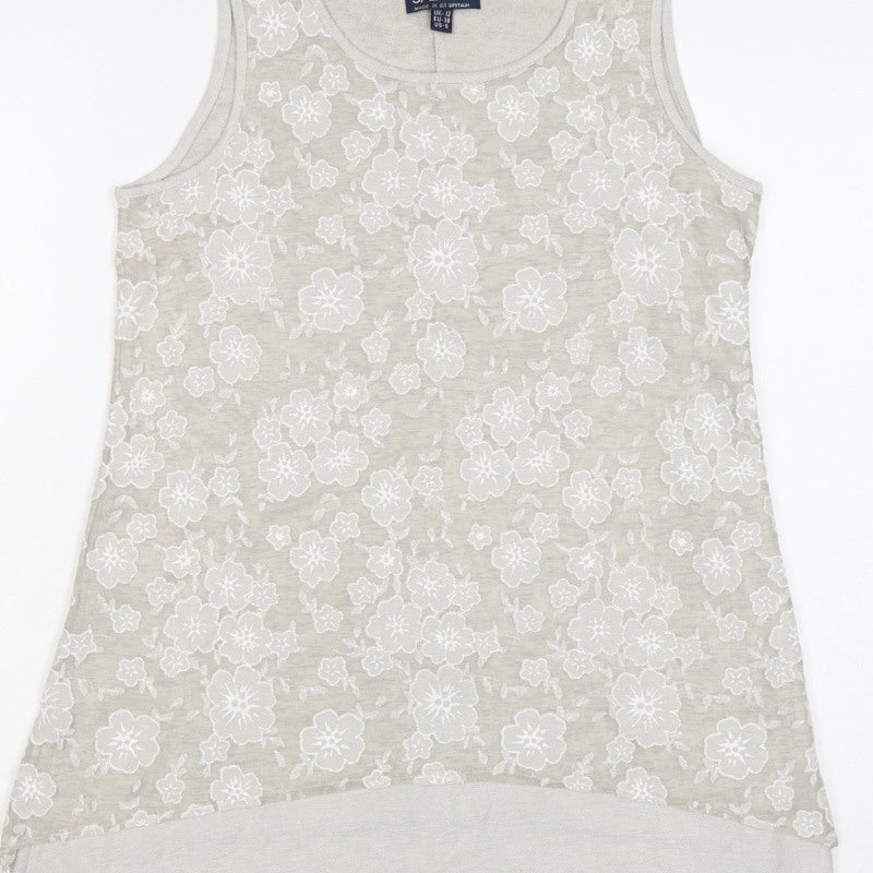 Saloos Women Ivory Floral Lace Sleeveless Tank Top UK 12