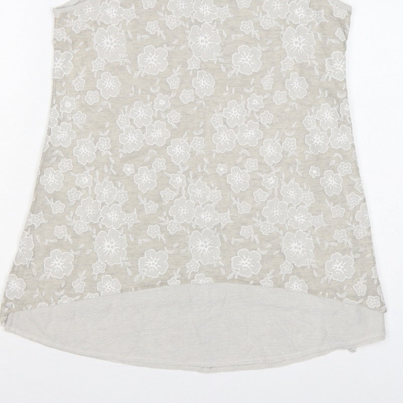 Saloos Women Ivory Floral Lace Sleeveless Tank Top UK 12