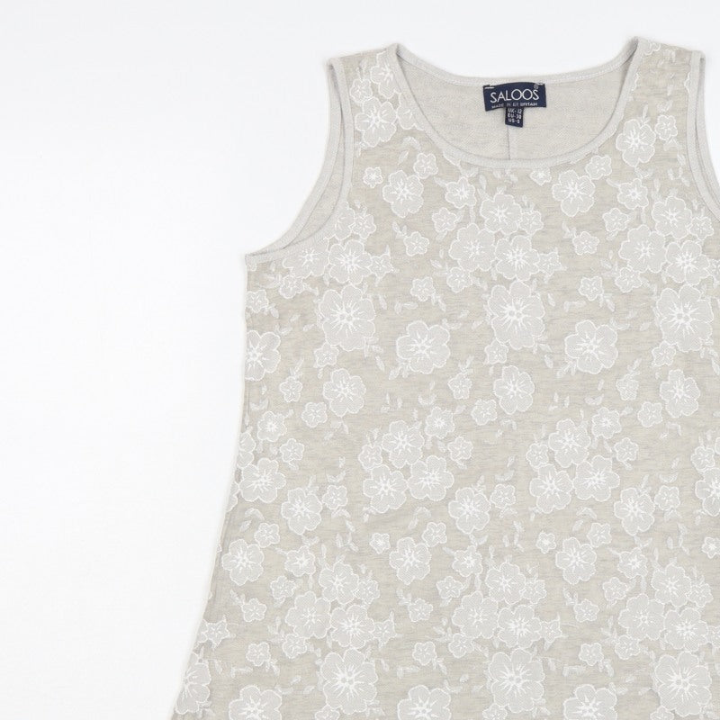 Saloos Women Ivory Floral Lace Sleeveless Tank Top UK 12