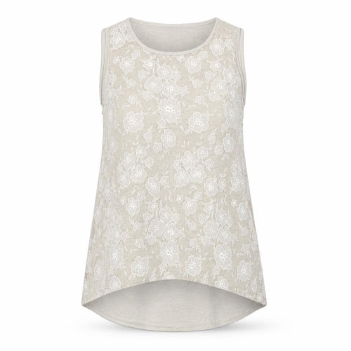 Saloos Women Ivory Floral Lace Sleeveless Tank Top UK 12