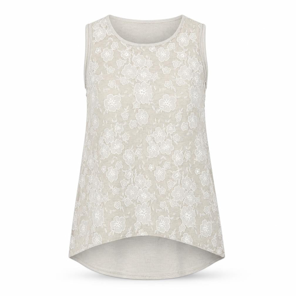 Saloos Women Ivory Floral Lace Sleeveless Tank Top UK 12
