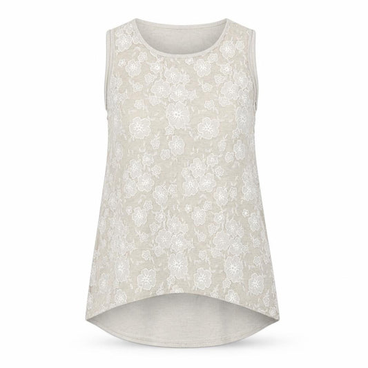 Saloos Women Ivory Floral Lace Sleeveless Tank Top UK 12