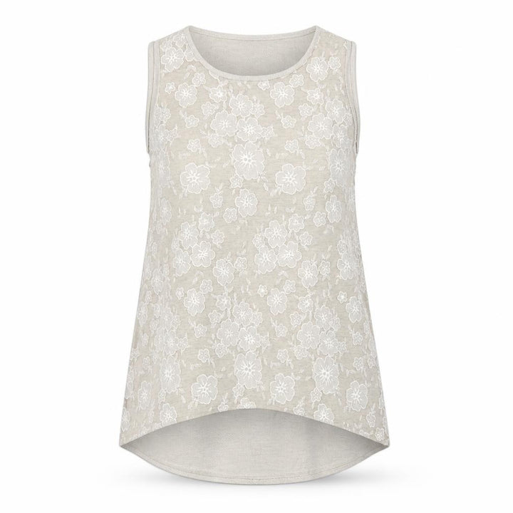 Front view of Saloos Women Ivory Floral Lace Sleeveless Tank Top UK 12
