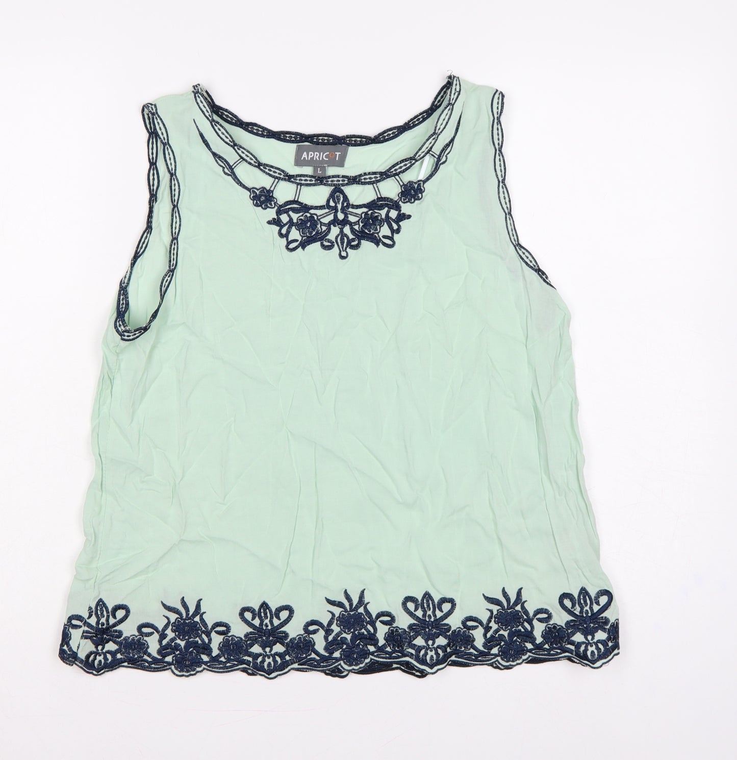 Apricot Women’s Green L Cotton Embroidered Crochet Camisole Tank Top