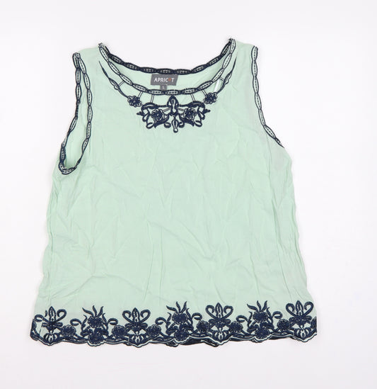 Apricot Women’s Green L Cotton Embroidered Crochet Camisole Tank Top