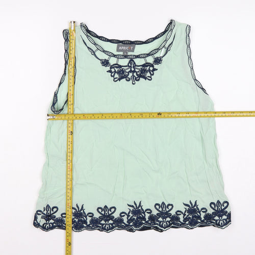 Apricot Women’s Green L Cotton Embroidered Crochet Camisole Tank Top