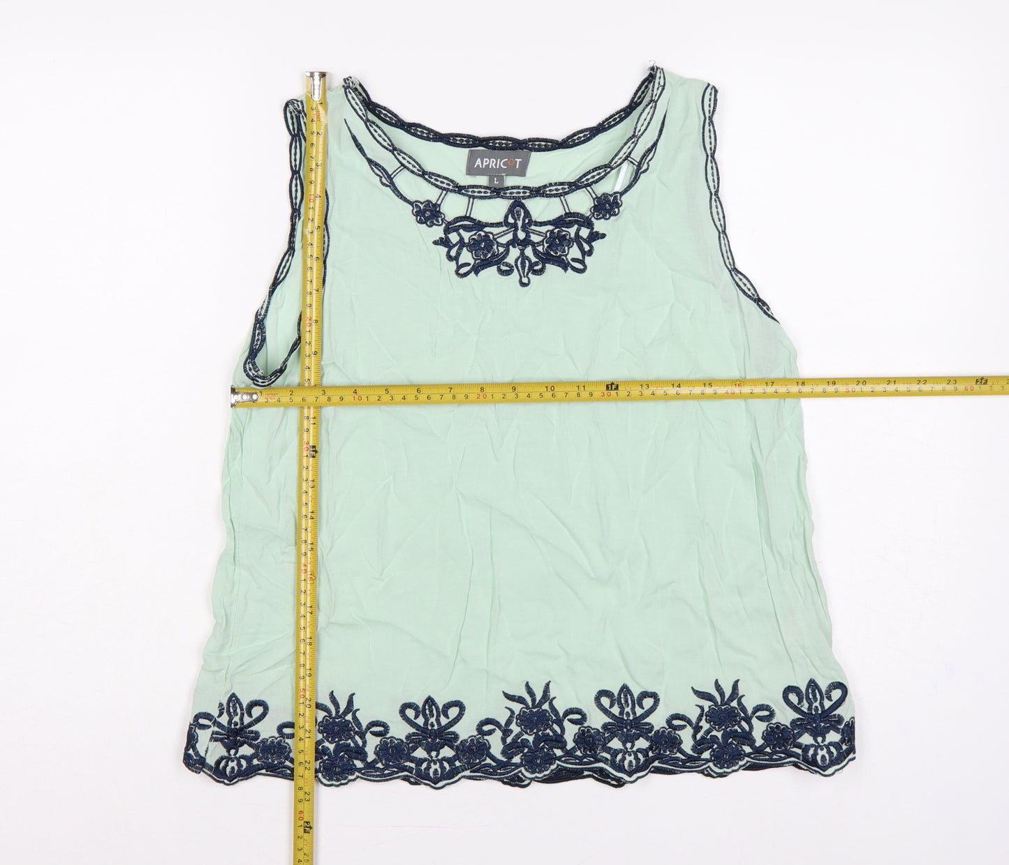 Apricot Women’s Green L Cotton Embroidered Crochet Camisole Tank Top