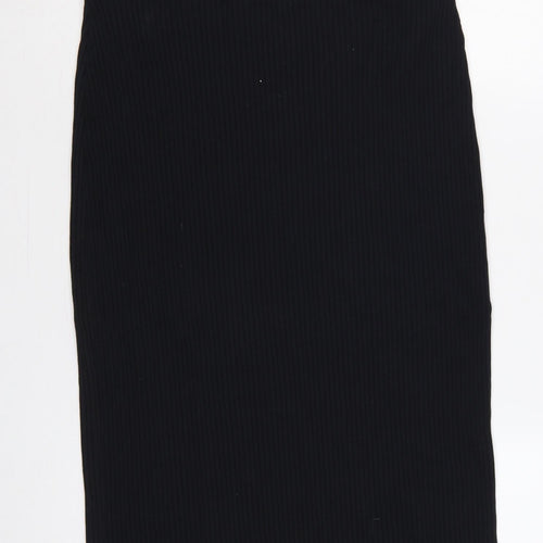 & Other Stories Women Black M Ribbed Knit Midi Pencil Skirt Slit