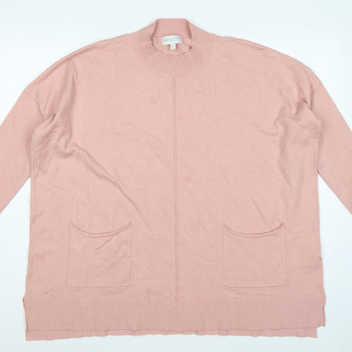 Apricot Women Pink UK 16 Tunic Pullover Mock Neck Knit Jumper Pockets