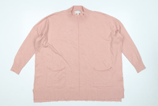 Apricot Women Pink UK 16 Tunic Pullover Mock Neck Knit Jumper Pockets