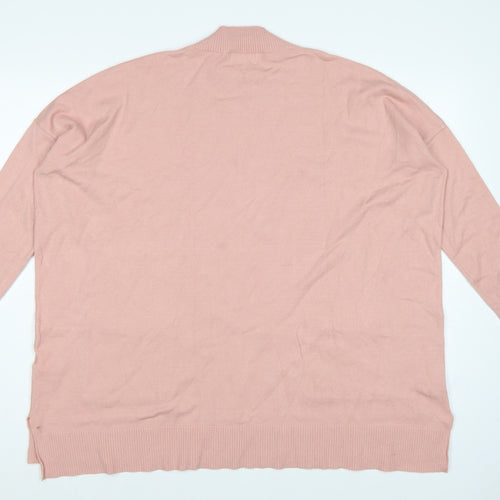 Apricot Women Pink UK 16 Tunic Pullover Mock Neck Knit Jumper Pockets