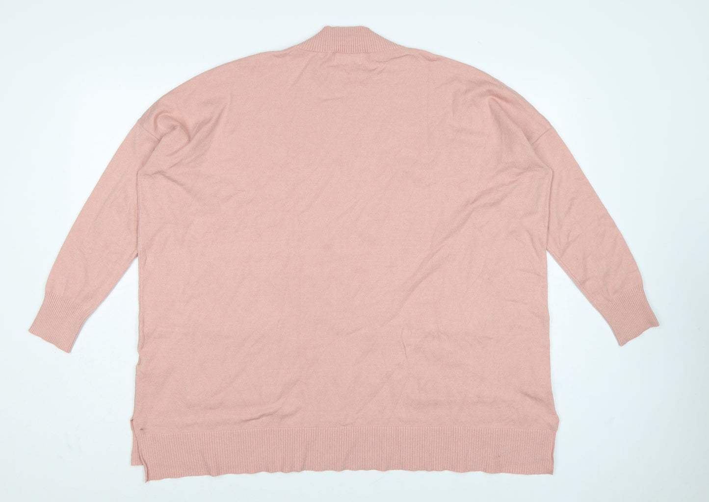 Apricot Women Pink UK 16 Tunic Pullover Mock Neck Knit Jumper Pockets