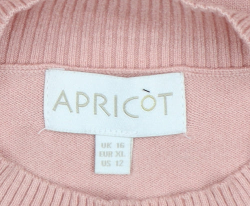 Apricot Women Pink UK 16 Tunic Pullover Mock Neck Knit Jumper Pockets