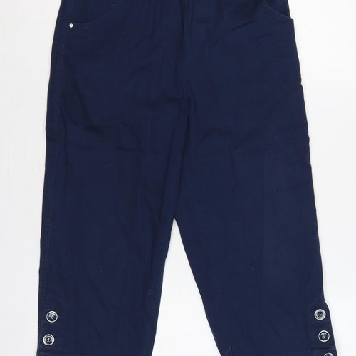 Signature Experience Women Blue M Capri Cotton Stretch Trousers