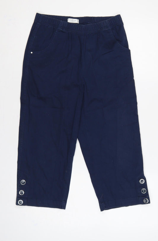 Signature Experience Women Blue M Capri Cotton Stretch Trousers