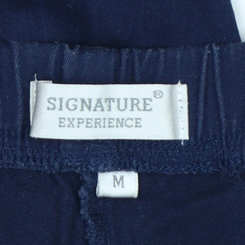 Signature Experience Women Blue M Capri Cotton Stretch Trousers