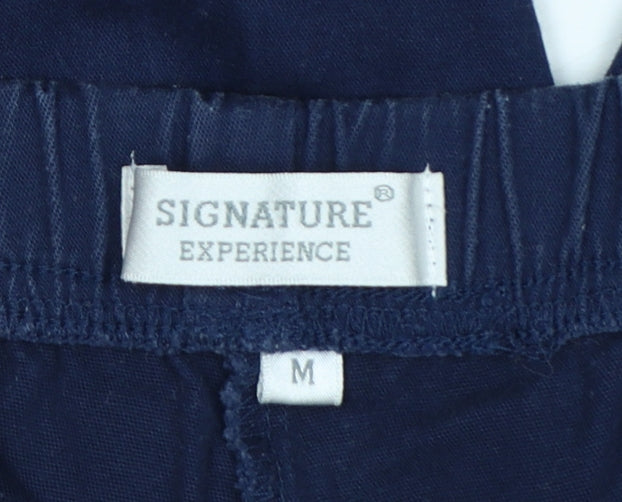 Signature Experience Women Blue M Capri Cotton Stretch Trousers