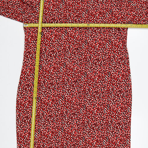 Marks & Spencer Women Red Geometric Print Size 12 Sheath Midi Dress