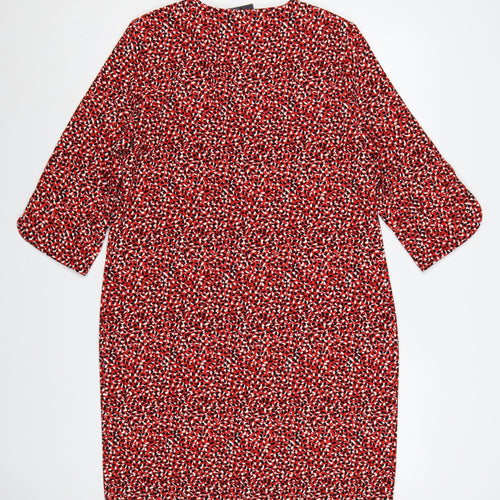 Marks & Spencer Women Red Geometric Print Size 12 Sheath Midi Dress