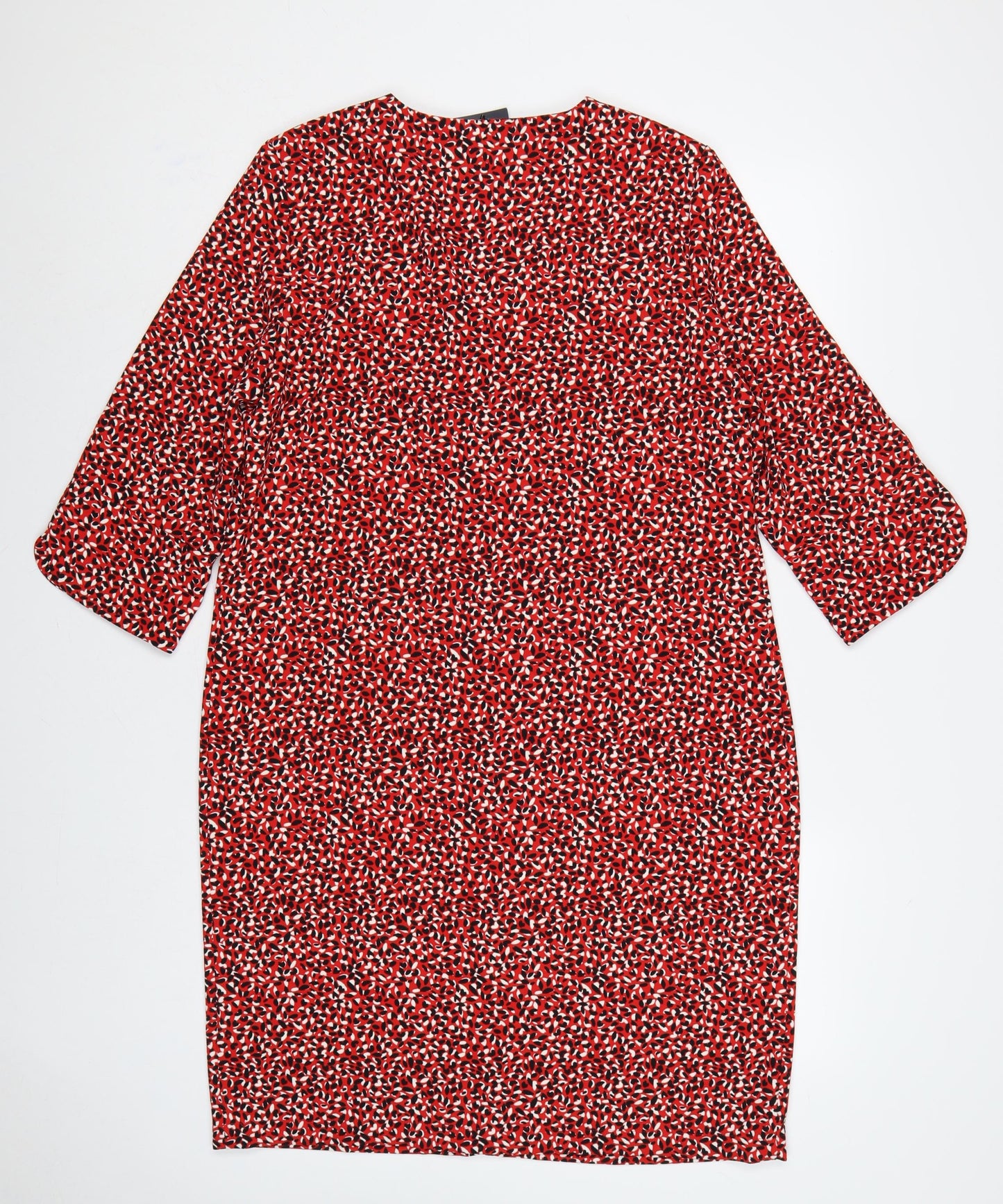 Marks & Spencer Women Red Geometric Print Size 12 Sheath Midi Dress