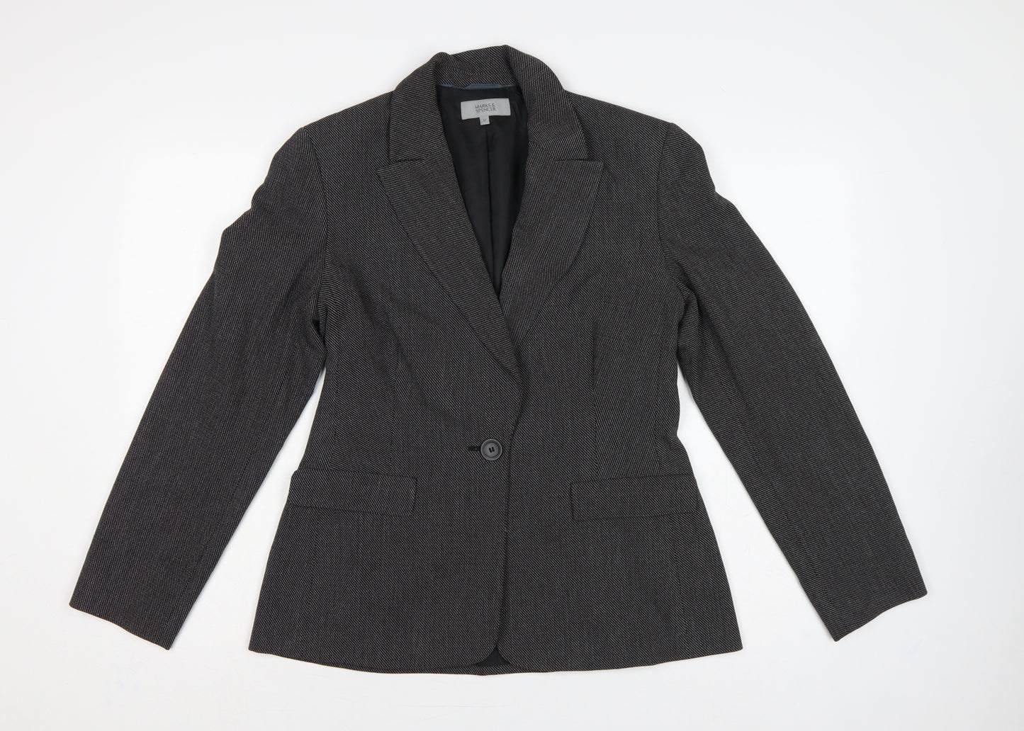 Marks and Spencer Women's Black Mix UK 12 Tailored Blazer