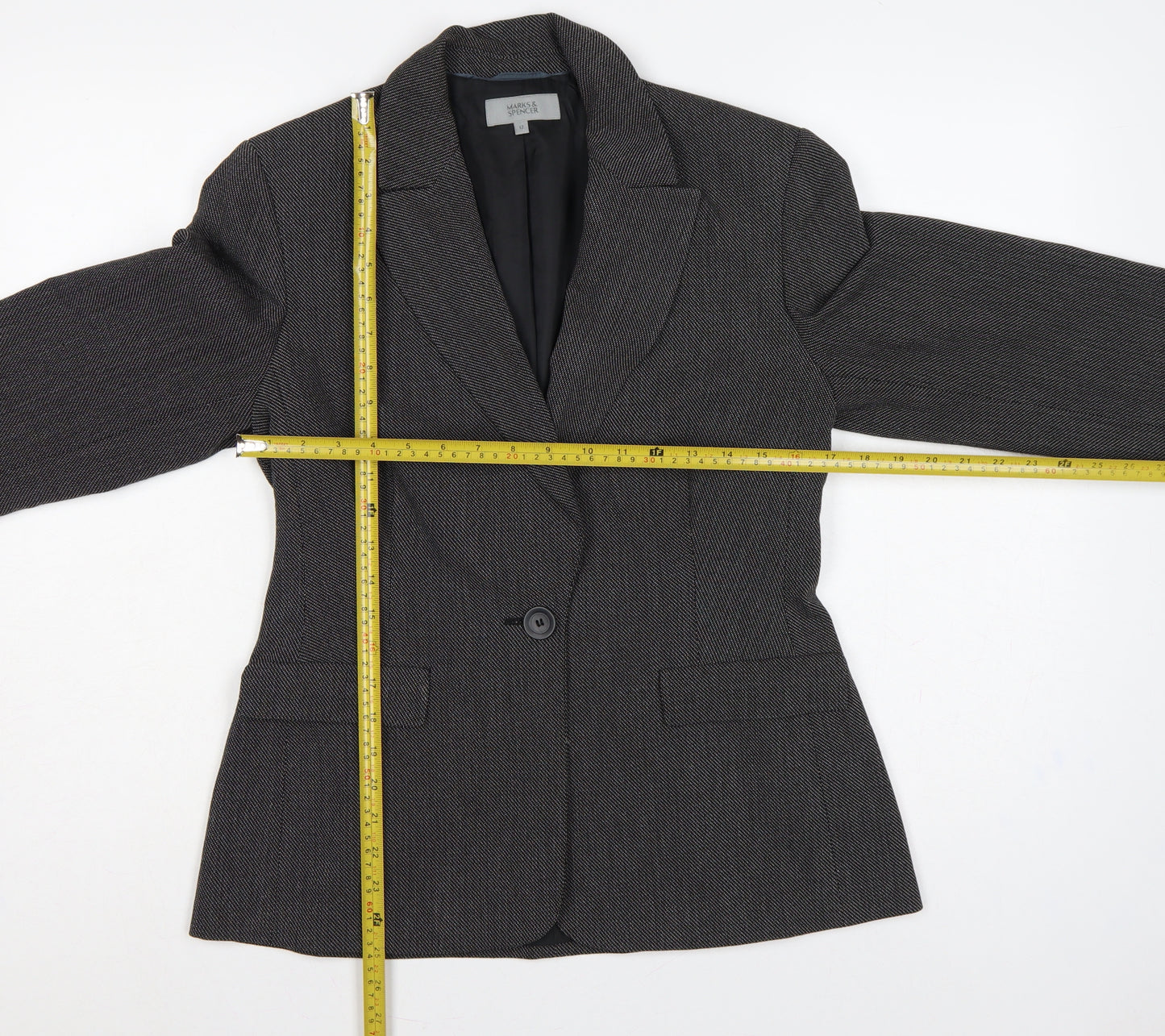 Marks and Spencer Women's Black Mix UK 12 Tailored Blazer