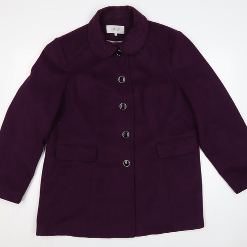 EWM Women’s Purple Size 20 Wool Blend Button Front Overcoat