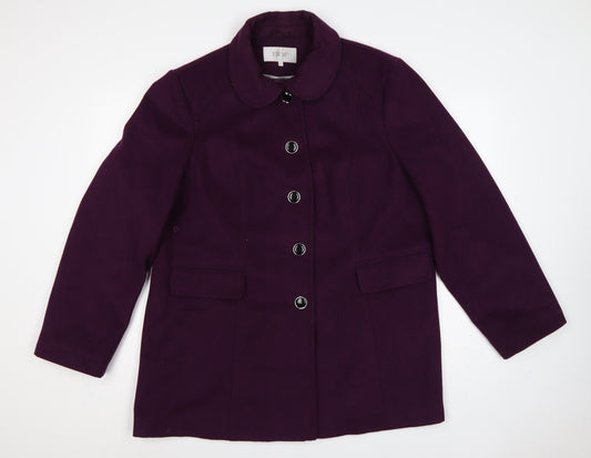 EWM Women’s Purple Size 20 Wool Blend Button Front Overcoat