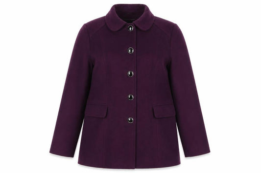 EWM Women’s Purple Size 20 Wool Blend Button Front Overcoat