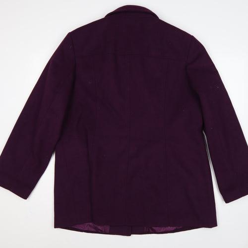 EWM Women’s Purple Size 20 Wool Blend Button Front Overcoat