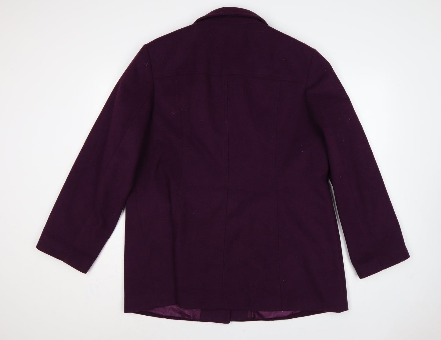 EWM Women’s Purple Size 20 Wool Blend Button Front Overcoat