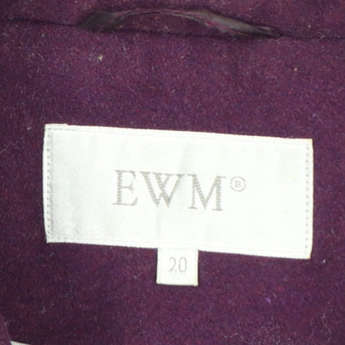 EWM Women’s Purple Size 20 Wool Blend Button Front Overcoat