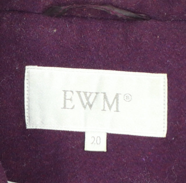 EWM Women’s Purple Size 20 Wool Blend Button Front Overcoat