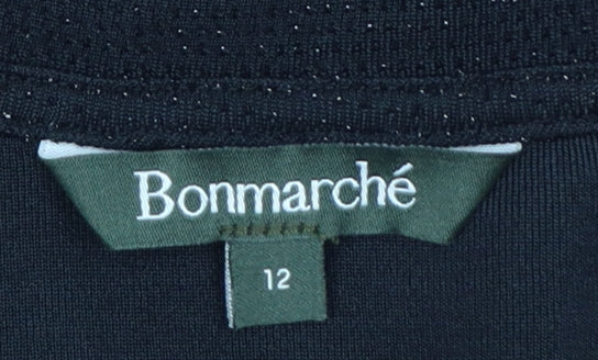 Bonmarché Women’s Black Glitter V-Neck Balloon Sleeve Blouse Size 12