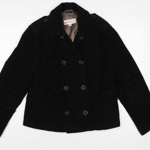Next Women’s Black UK 16 Pea Coat Double-Breasted Cotton Lined
