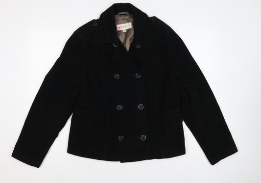 Next Women’s Black UK 16 Pea Coat Double-Breasted Cotton Lined