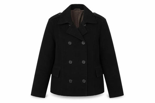 Next Women’s Black UK 16 Pea Coat Double-Breasted Cotton Lined