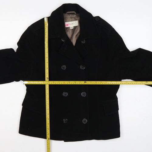 Next Women’s Black UK 16 Pea Coat Double-Breasted Cotton Lined