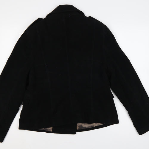 Next Women’s Black UK 16 Pea Coat Double-Breasted Cotton Lined