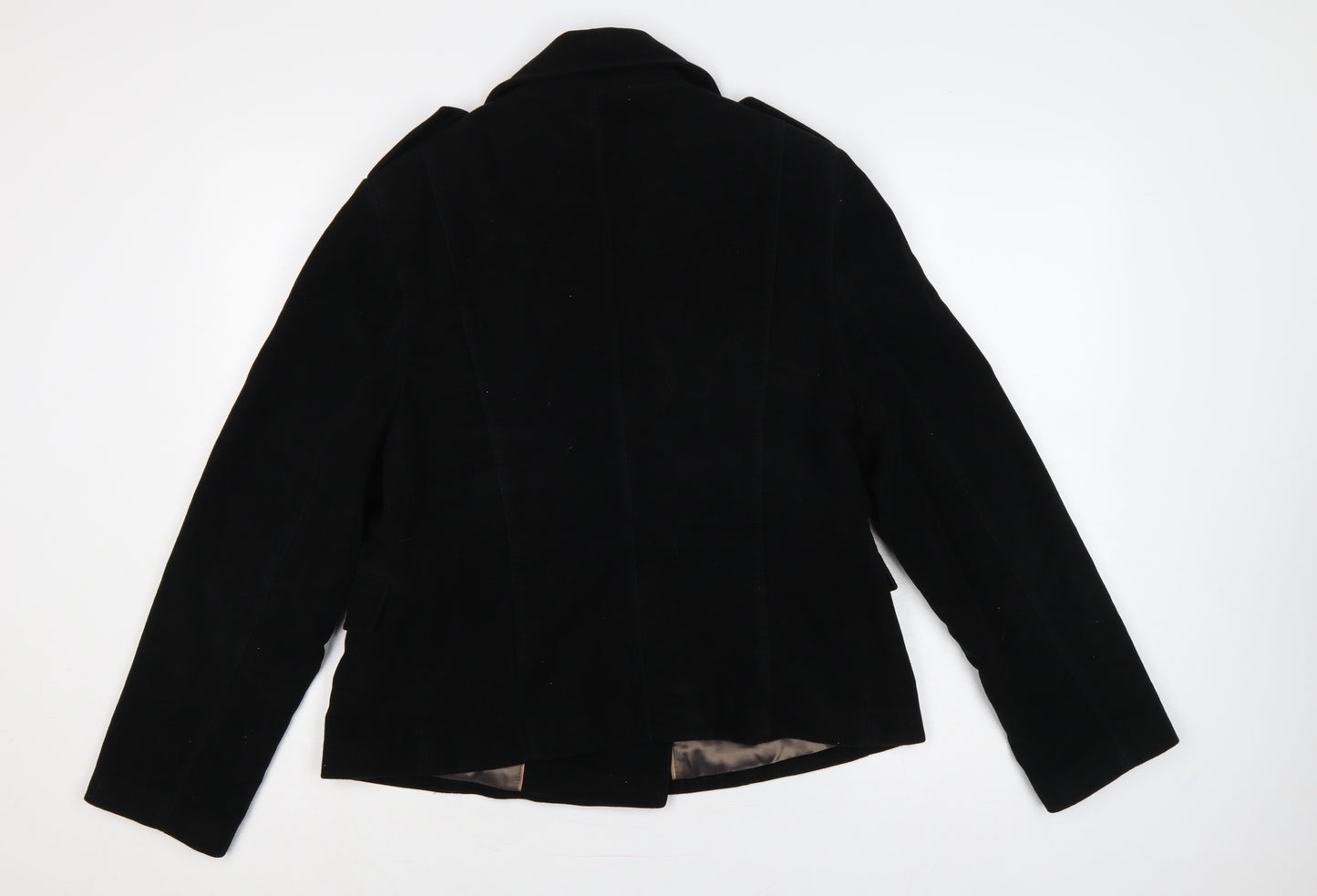 Next Women’s Black UK 16 Pea Coat Double-Breasted Cotton Lined