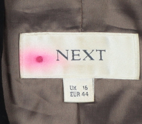 Next Women’s Black UK 16 Pea Coat Double-Breasted Cotton Lined
