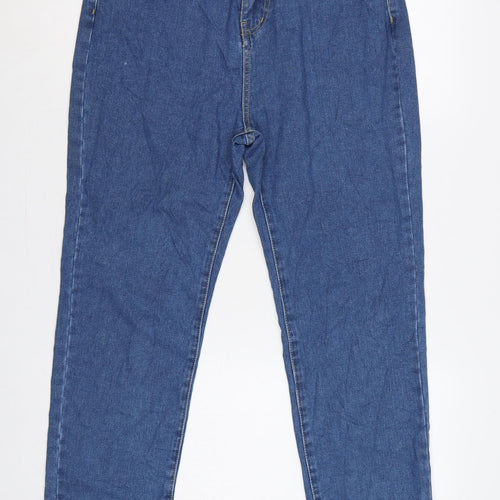 Boohoo Blue Women’s UK 12 High Rise Mom Jeans 100% Cotton
