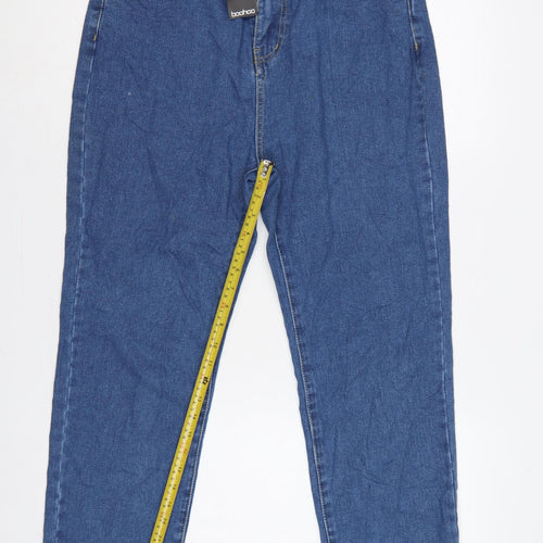 Boohoo Blue Women’s UK 12 High Rise Mom Jeans 100% Cotton