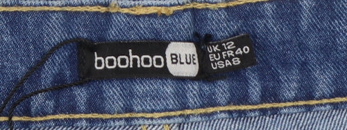 Boohoo Blue Women’s UK 12 High Rise Mom Jeans 100% Cotton
